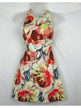 Abercrombie & Fitch Floral Print Fit & Flare Dress With Cutout Back Sleeveless S